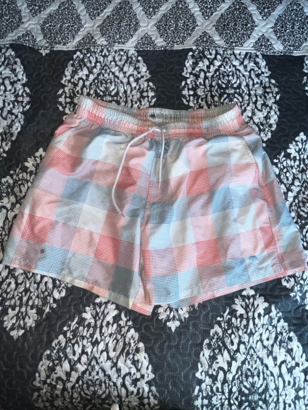 Casual Plaid Women’s Drawstring Shorts - Pink & Blue